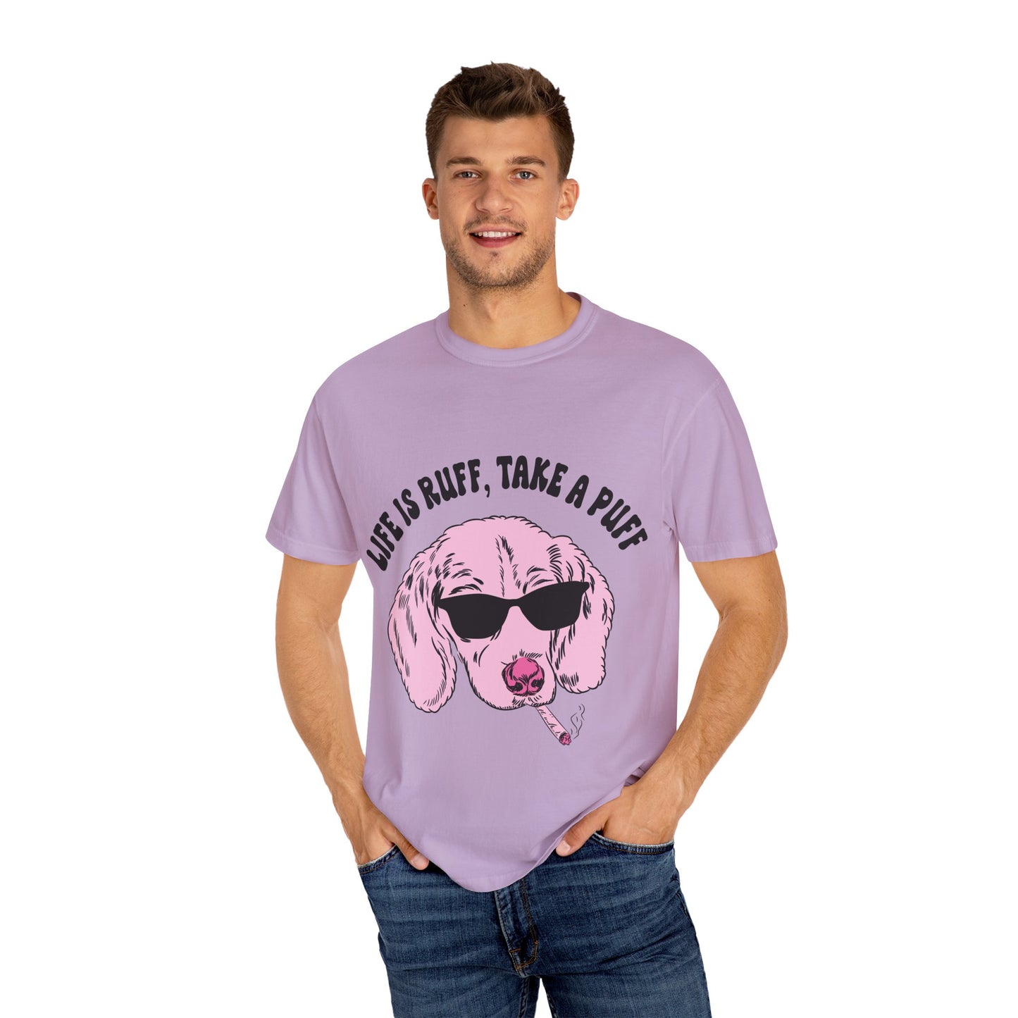 Life is Ruff Unisex Garment-Dyed T-Shirt - Fun Dog Graphic Tee